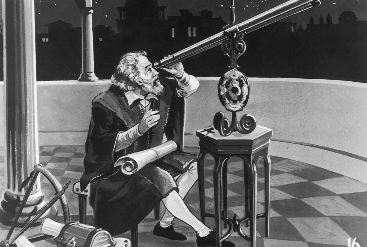 گالیله با تلسکوپ